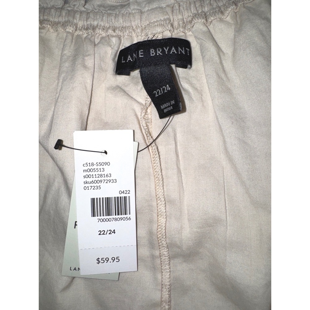 Lane Bryant Linen Blend Off Shoulder Peplum Top Oatmeal Beige 22/24 NEW - Picture 6 of 8